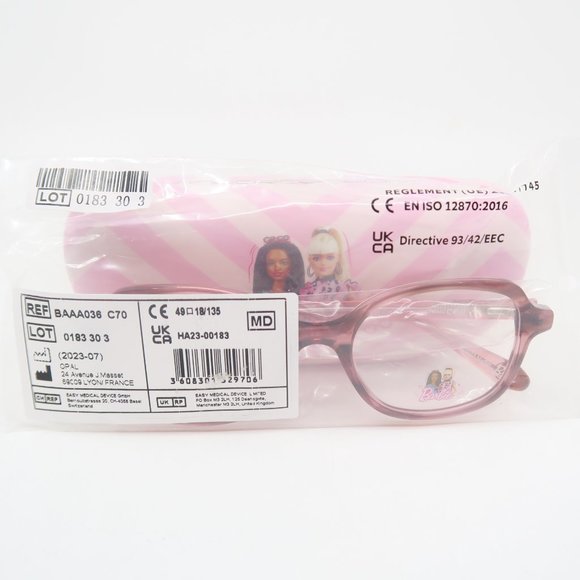 Barbie BAAA036 C70 49mm Latest Model Transparent Pink New Girl's Eyeglasses. - Picture 9 of 10